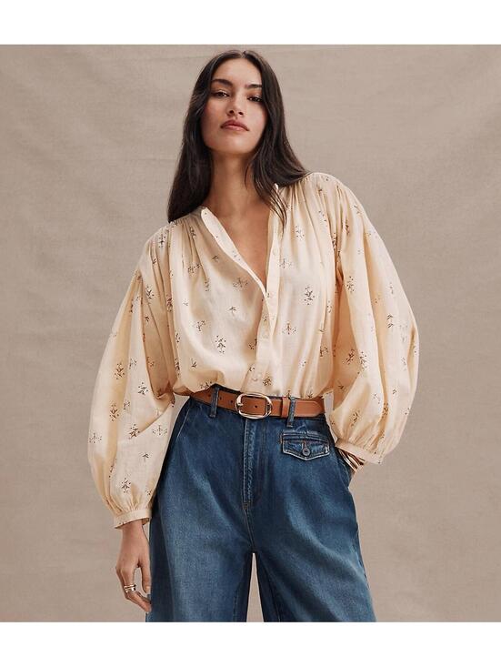 LOFT Tops - LOFT Women’s Small Floral Dainty Feminine Balloon Sleeve Relaxed Fit Blouse